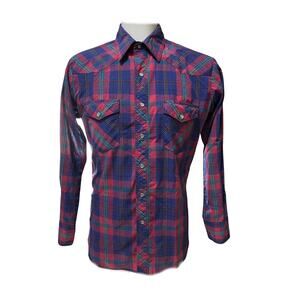 Wrangler Multi-Colored Plaid Men's Western L/S Shirt Size Medium 15-15.5